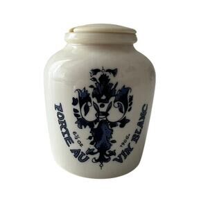 Vintage mustard Jar Forte Au Vin Blanc Fine Dijon Grey French 1777 Milk Glass